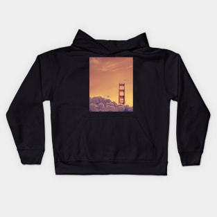 San Francisco Golden Gate Bridge Sunset Anime Scenery Kids Hoodie